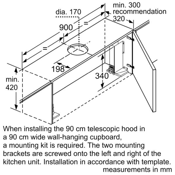 (image for) Bosch DFS097A51B 36" Telescopic Cooker Hood (Silver metallic colour)