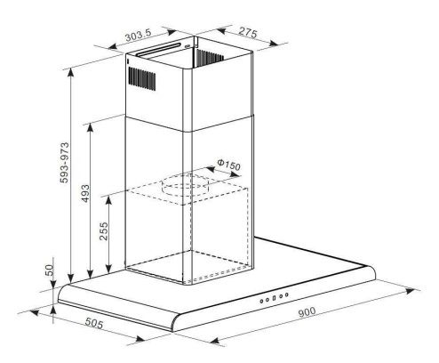 (image for) Garwoods HT-3590SG 36" Chimney Rangehood