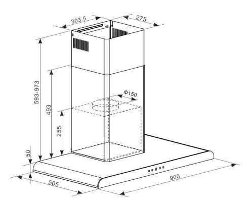 (image for) Garwoods HT-3590SG 36" Chimney Rangehood