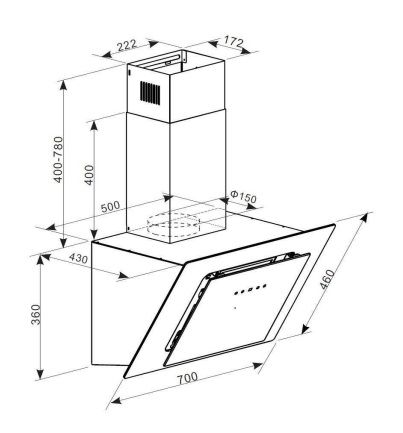 (image for) Garwoods HT-8780G 28" Chimney Rangehood