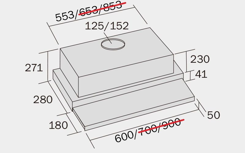 (image for) German Pool TFT-600 24" Telescopic-Type Rangehood