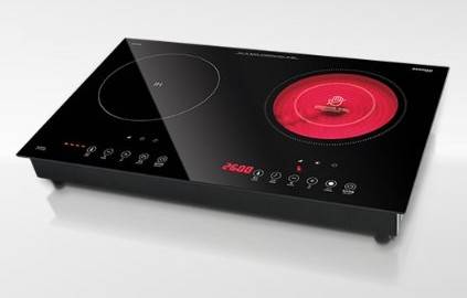 (image for) German Pool GIH-DD28B 5400W 2-Hob Built-In Hybrid Induction/Infra-red Cooker