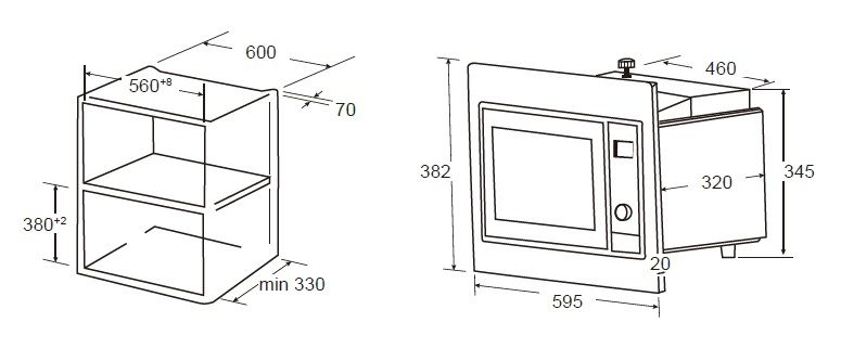 (image for) CRISTAL C20L-800B 20公升 嵌入式 燒烤 微波爐