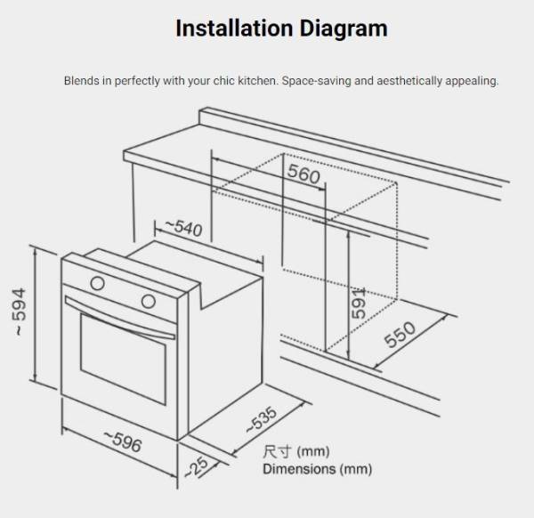 (image for) German Pool GV-627SA 53-Litre Built-in Oven (Made in Italy) - Click Image to Close