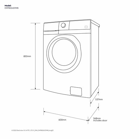(image for) 伊萊克斯 EWP8024D3WB 八公斤(洗)/五公斤(乾) 1200轉 前置式洗衣乾衣機 - 點擊圖片關閉視窗