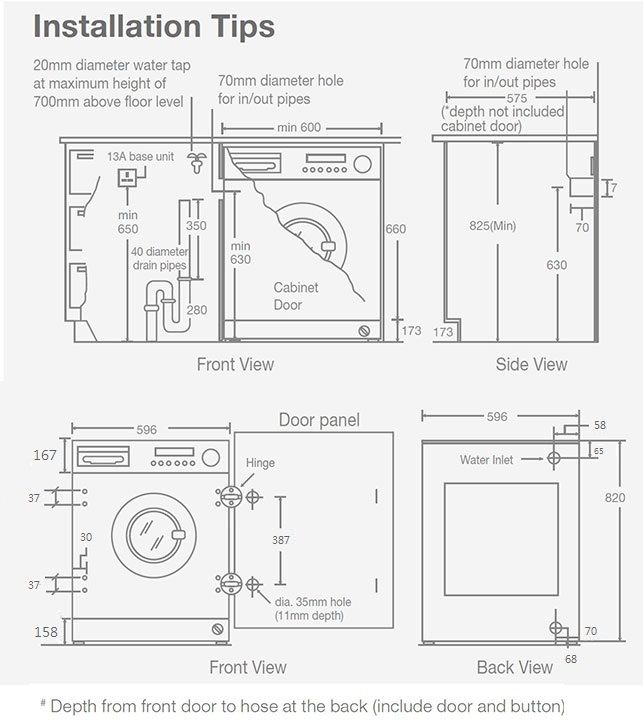 (image for) Whirlpool WFCI75430 7kg(wash)/5kg(dry) 1400rpm Built-in Front-Loading Washer-Dryer (H: 820mm)